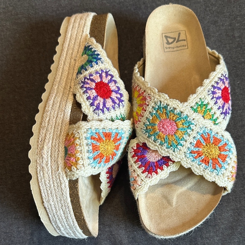 Dirty Laundry Colorful Crochet Platform Sandals - Picture 2 of 7